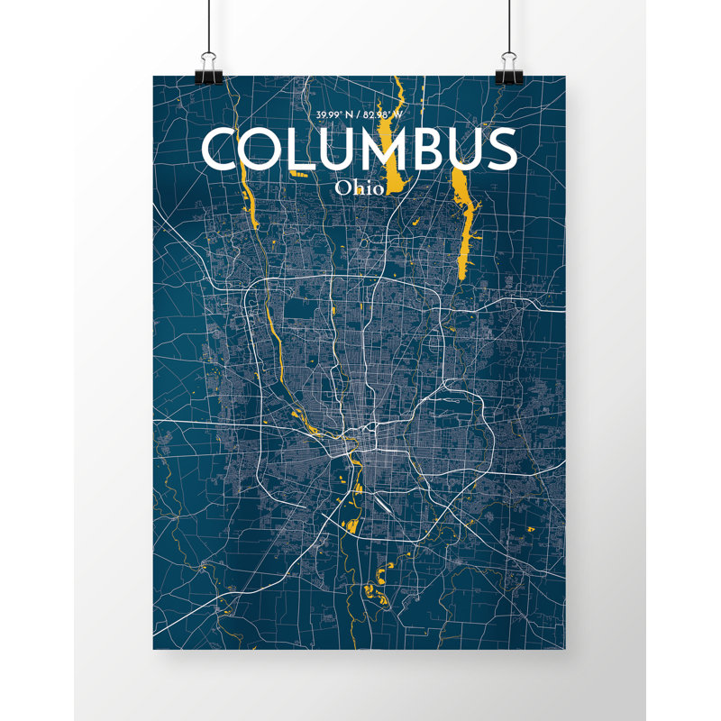 Columbus City Map - No Frame Print, 43.2 cm H x 27.9 cm W x 0.1cm D