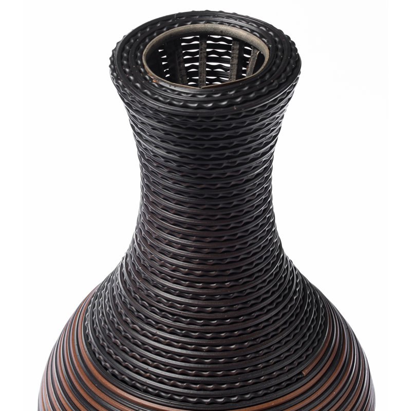 Vase de plancher en bois 39,25 po Alburnett, Brun / noir, H 39,25 po x l 11 po x P 11 po