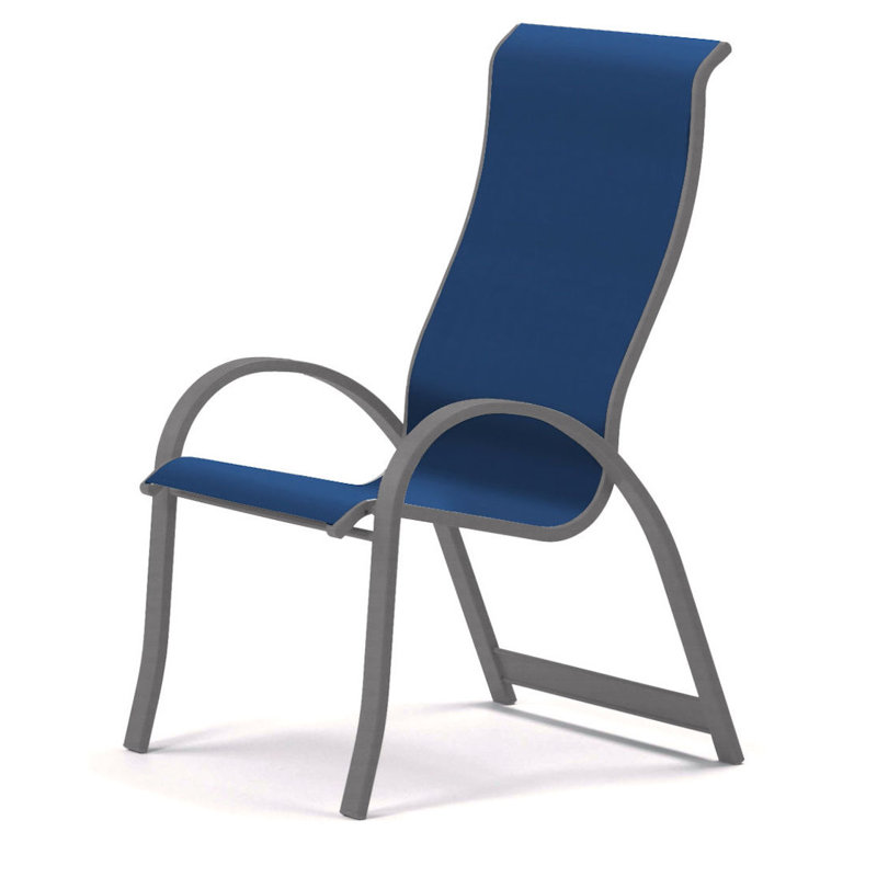 Aruba 1 Outdoor Dining Armchair, Textured Graphite, Cobalt 35D Sunbrella®