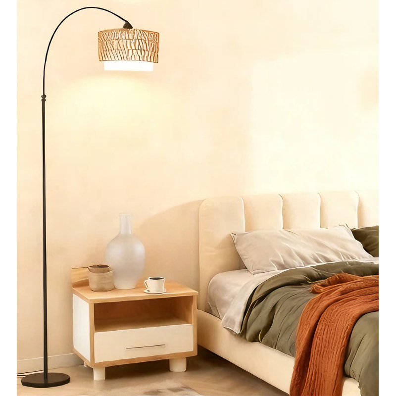 Arc Floor Lamp With Remote And Dimmable Bulb, Black