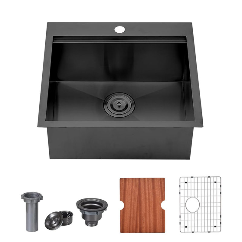 21x20 inch Stainless Steel Drop-in Kitchen Sink with Drain