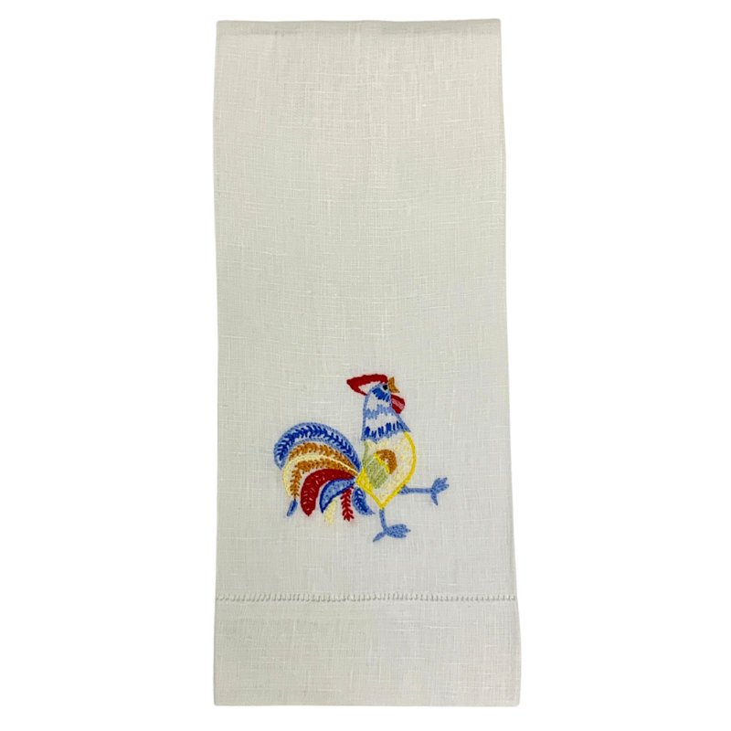 Rooster Tea Towel, White