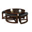 Table basse en noyer foncé avec insert en verre et repose-pieds pour le salon, décoration biseautée de 5 mm