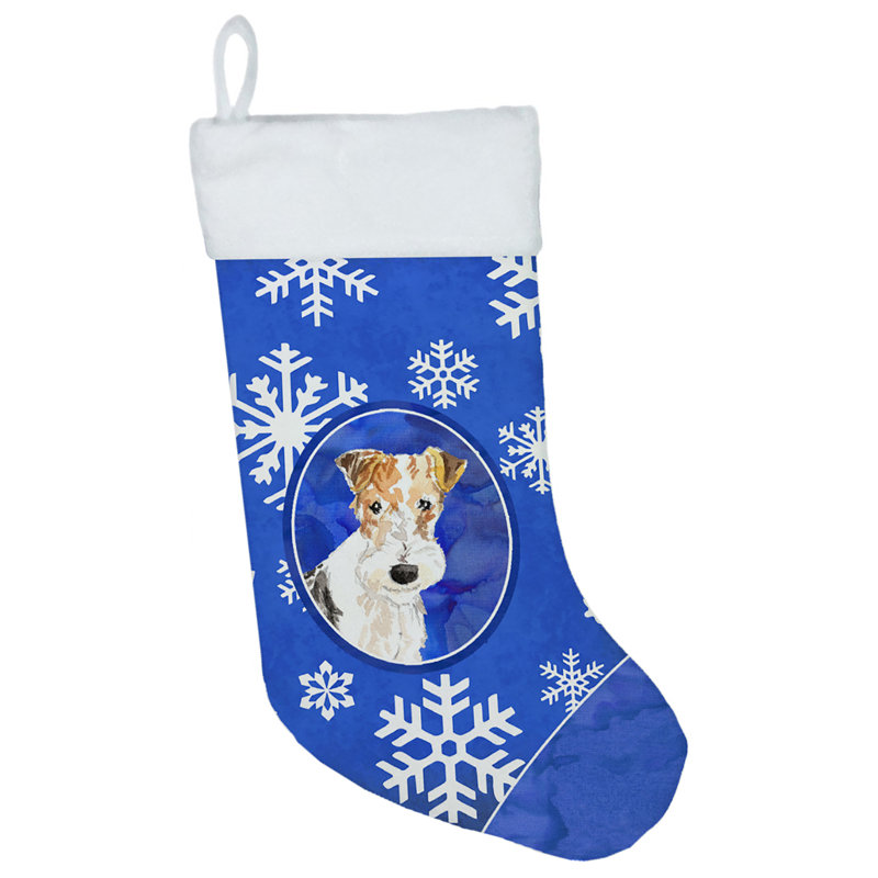 Chaussette de noël winter flocons de noël, Fox-terrier