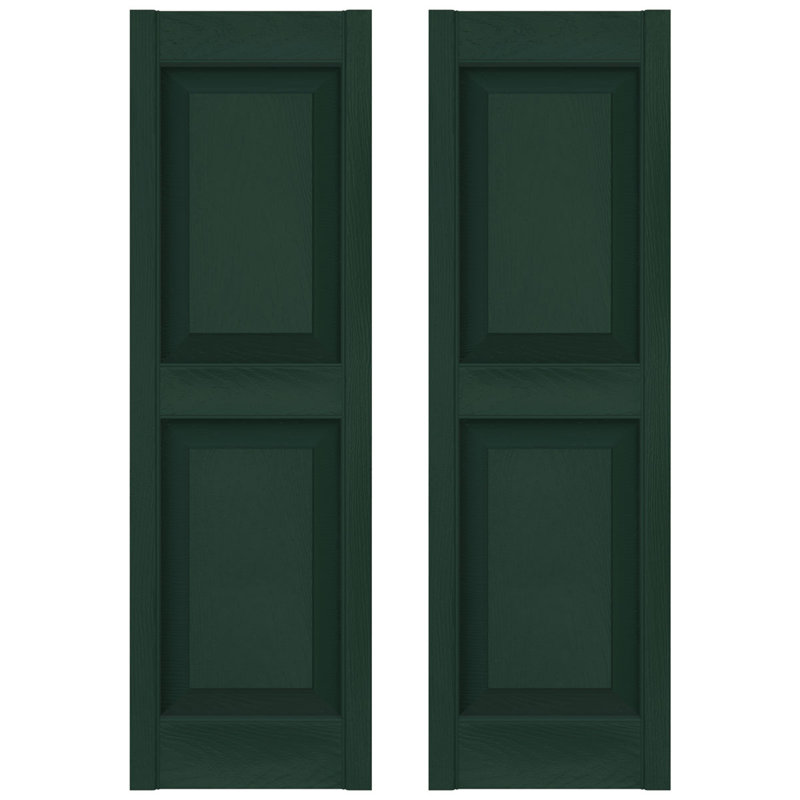 Builders Edge, deux panneaux égaux standards, volet à panneau surélevé simple, Vert minuit, 12 po, 35 po