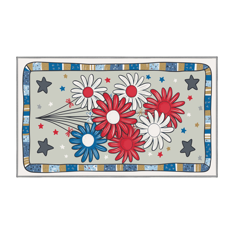 The Holiday Aisle® Indepence Day Firecraker Summer Holiday Rug, Rectangle 2' x 3'
