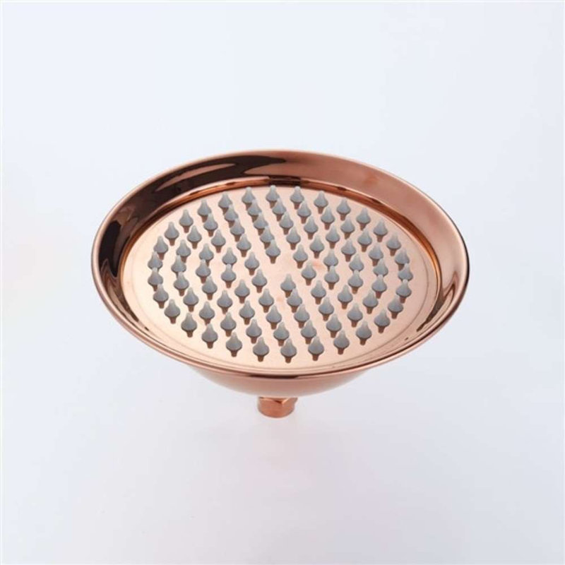 Hospitality Reno 8 Inch Round Brass Copper Rose Gold Rain Shower Head, Rose Gold