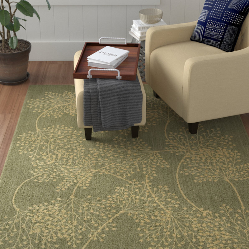 Hartville Viscose Floral Indoor Rug, Rectangle 3'6" x 5'6"