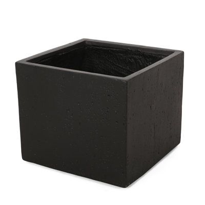 Black Outdoor Square Planter - 21.72In W X D 18.54In H, Lightweight Concrete Construction Large In 21.5" 18.54" Structure