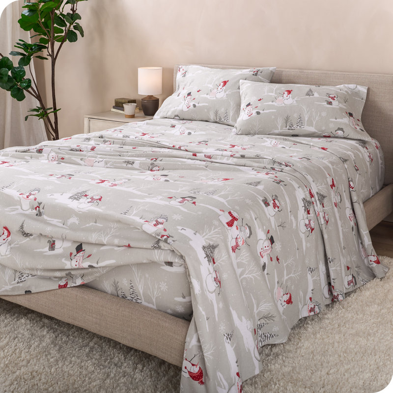 Ensemble de draps en flanelle de coton, Ensemble de draps pour grand lit avec 2 taies d'or