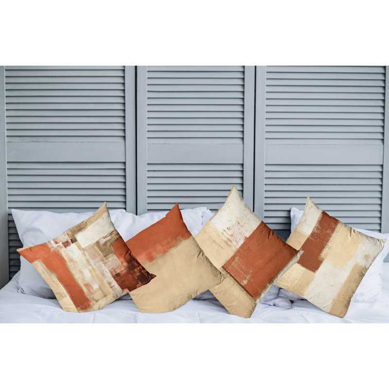 Reversible Pillow Cover, 16" H x 16" W, Cinnamon Beige / Tan