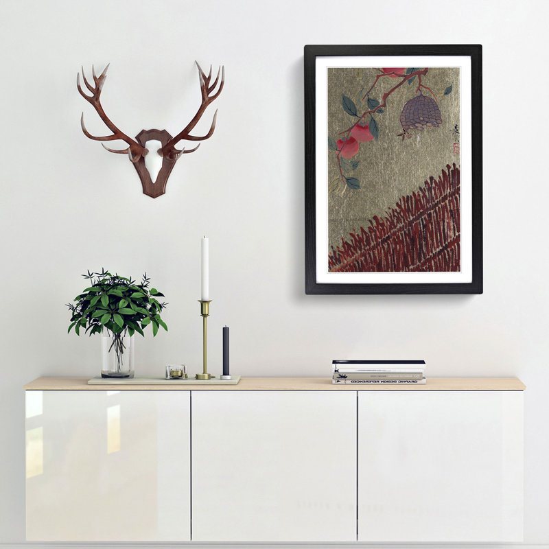 Wasps Nest by Shibata Zeshin - Framed Print, 65cm H x 48cm W x 2cm D, Black Framed