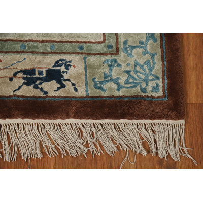 Animals Silk Art Deco Chinese Runner Rug 2x5