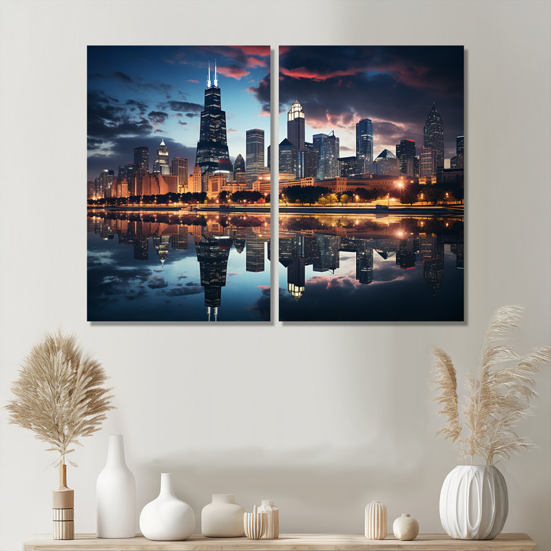 Laine - Large Chicago, ensemble de 2 reproductions d'art sur toile, 36" H x 48" W, Wrapped Canvas, Does Not Apply