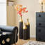 Ensemble de 3 vases de plancher en métal noir et or idéal (H 25 po / 30 po / 34 po)