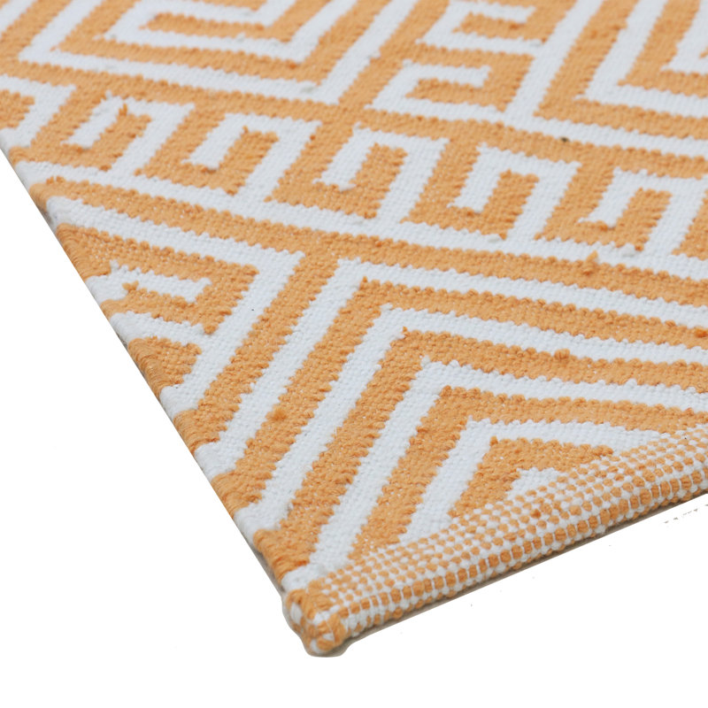Geometric Area Rug in Orange/Ivory, Runner 2'6" x 7'