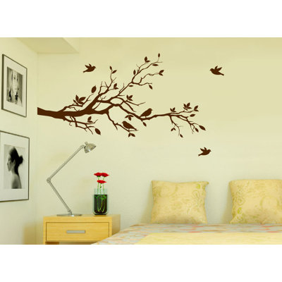 Adhésif décoratif branches d'arbres avec oiseaux pour chambre de bébé