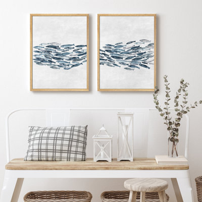 Ensemble 2 pièces d'aquarelle d'aquarelle de poissons