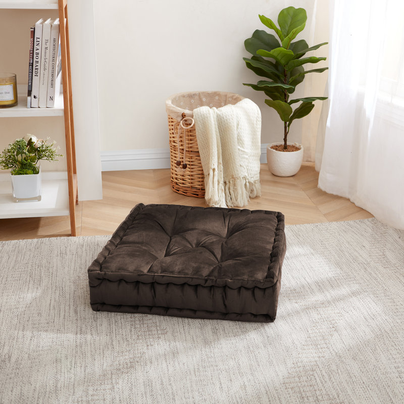 Large Floor Pillow Reversible Meditation Yoga Cushion, Brown