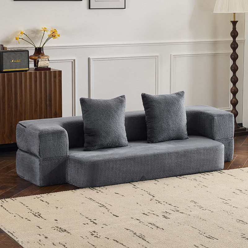 Multi-Functional Convertible Sectional Sofa with Fold-Out Bed & Ottoman Stools - Compact Chenille Couch for Small Spaces, Home Office, & Guest Rooms?