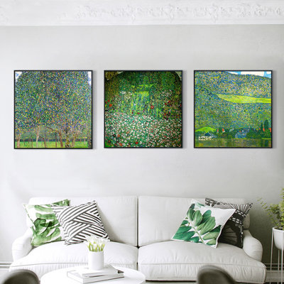 Ensemble de 3 toiles encadrées par Gustav Klimt Wall Art Series # 6 Living Office Home Decorations