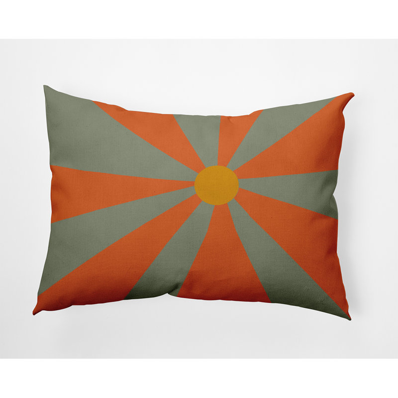  Housse et insert de coussin rectangulaire en polyester pour l'intérieur et l'extérieur, Orange / géométrique gris