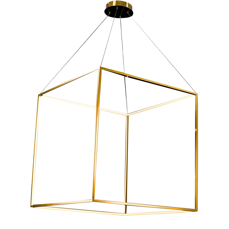 Modern LED Square Pendant, 35" H x 35" W x 35" D