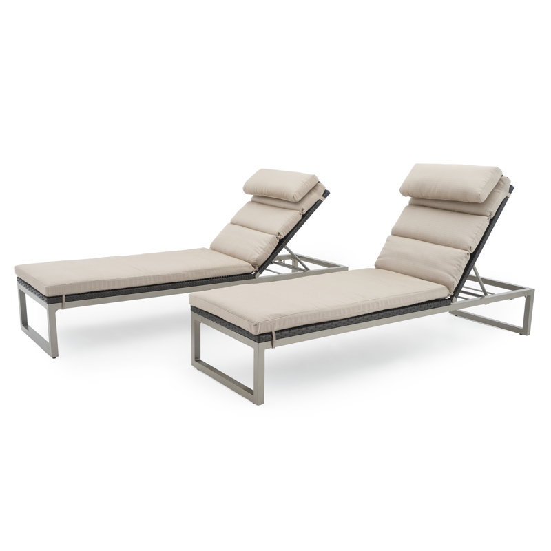 Milo Outdoor Chaise Lounge, Charcoal Grey Sunbrella®, Gray