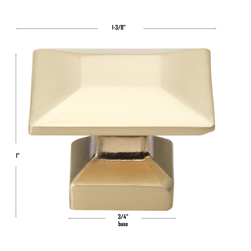 1 3/8" Length Square Knob Multipack, Champagne Gold