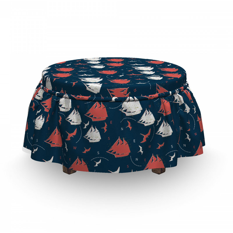 Housse pour repose-pieds grunge voiliers et oiseaux