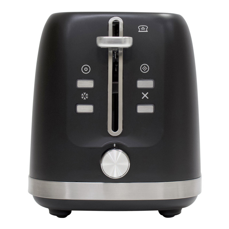 Black Stainless Steel 2-Slice Toaster with Wide Slots