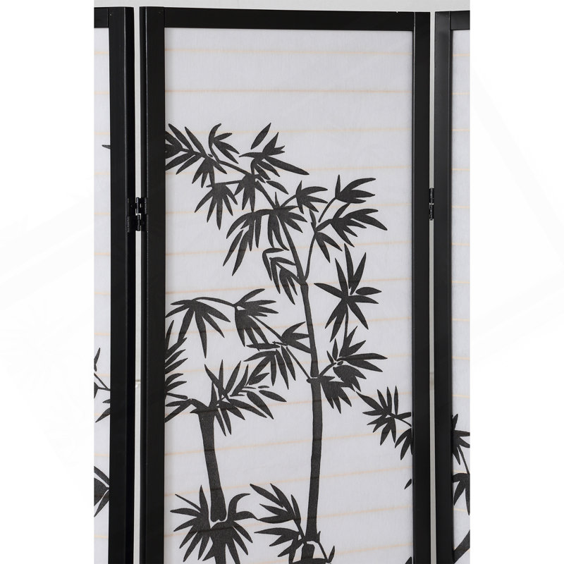 Paravent / paravent oriental 3 panneaux Roundhill, noir