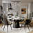 59" Modern Round Dining Table for 6, Matte White Sintered Stone Tabletop with Solid Black Carbon Steel Pedestal, Circle Dining Table for Kitchen-1002724008-1002724013-951082521
