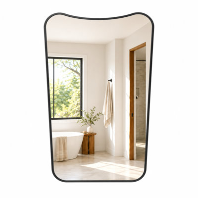 Miroir mural moderne à cadre incurvé, miroir décoratif pour salle de bain
