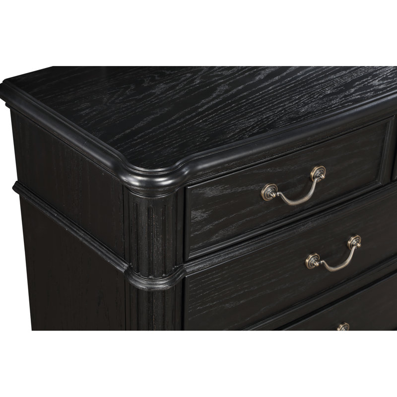 Table de chevet 3 de couleur gris noir avec finition en bois et fabrication de poignées antiques foncées