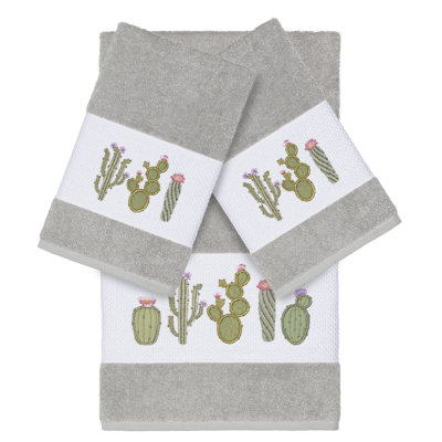 Mila 100% Turkish Cotton Embellished 3 Piece Towel Set