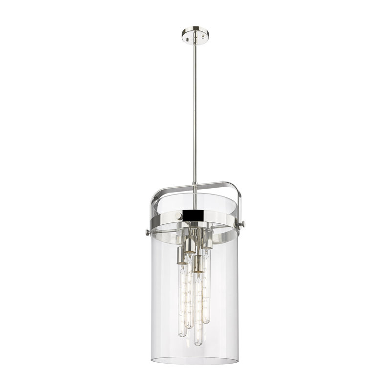 Luminaire suspendu 4 tiges Erie, Clair, Nickel poli