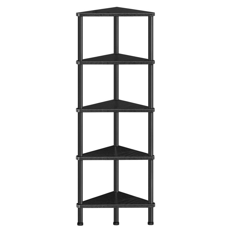 CornerCabinet Corner Bookcase, Black, (5 Shelves) 45.3"H x 11.8"W x 11.8"D.
