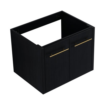 Meuble-lavabo moderne 24 po - Châtaignier mural noir avec options de rangement fonctionnelles Design élégant et tiroirs
