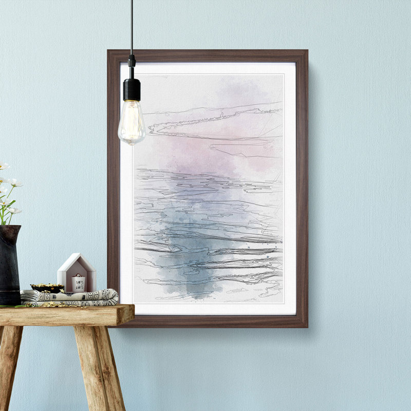 Lake Garda Italy 1 Piece Single Picture Frame Painting on MDF, 45cm H x 33cm W x 2cm D, Walnut Framed