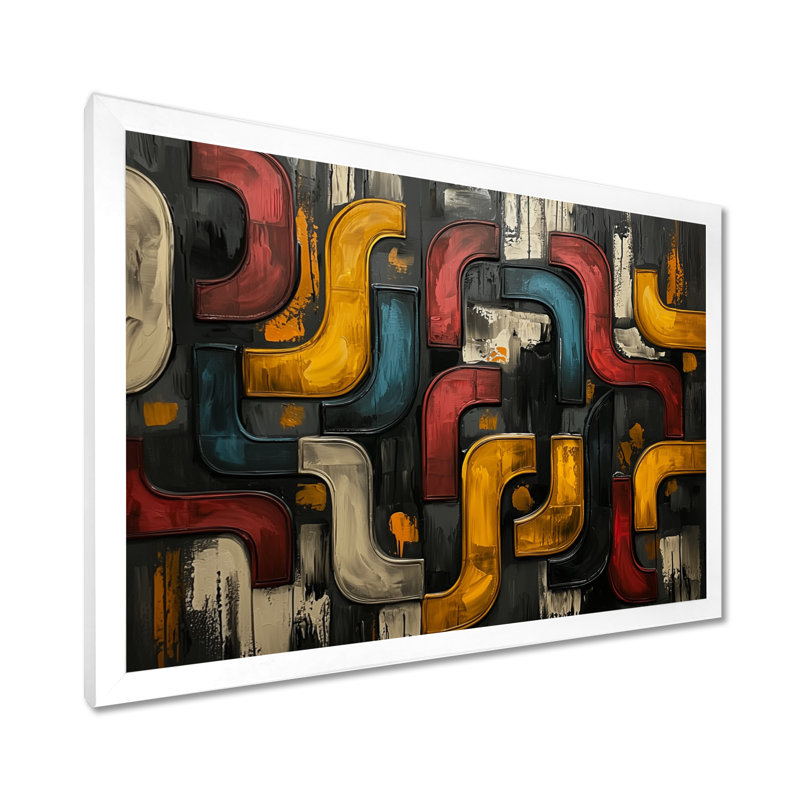 Okeima - Abstract Large Wall Art, H 30 po x l 40 po, Cadre simple, Blanc