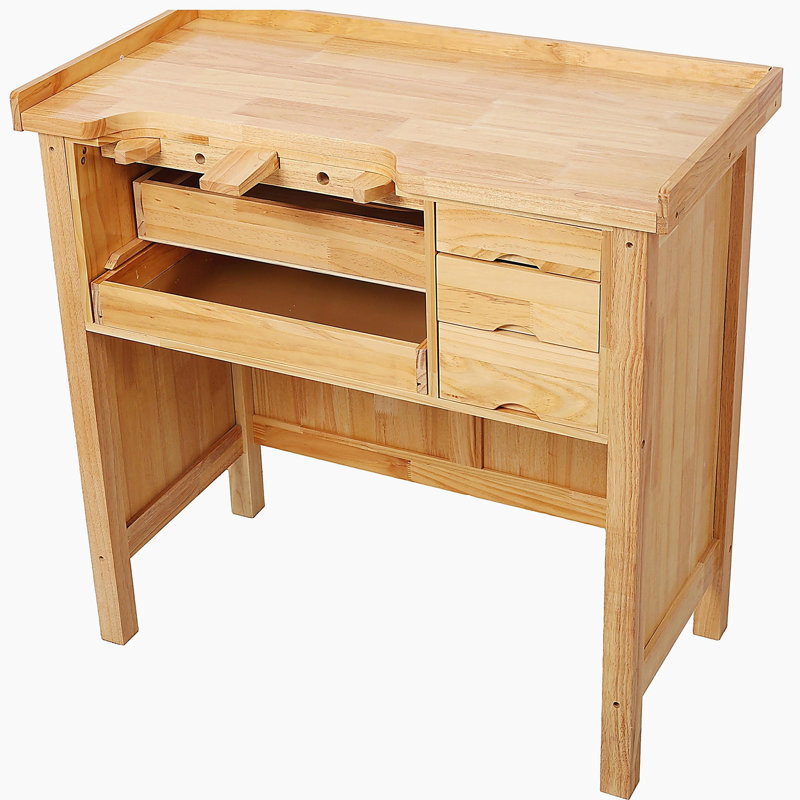Établi à bijoux en bois massif - Poste de travail en bois avec tiroirs de rangement pratiques pour la fabrication de bijoux