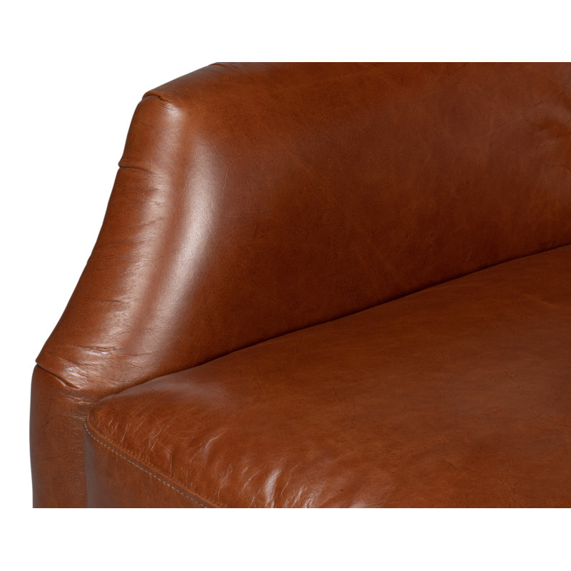 Baker Swivel Club Chair, Dark Brown Genuine Leather