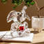 Figurine d'éléphant en cristal avec cœur rouge, sculpture animalière faite à la main pour la décoration intérieure