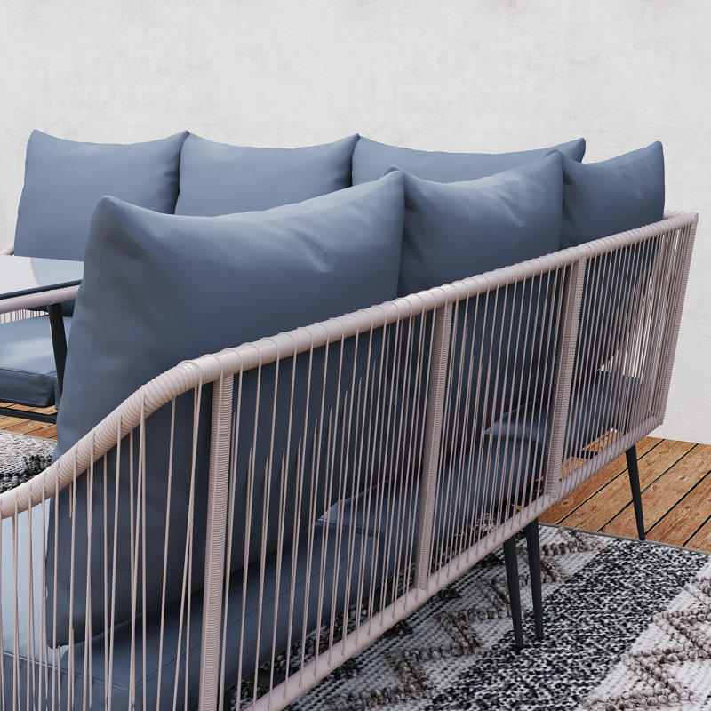 Wicker 7 - Person Garden Lounge Set with Cushions