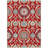 3' X 5' Red Beige And Navy Blue Floral Washable Indoor Outdoor Area Rug