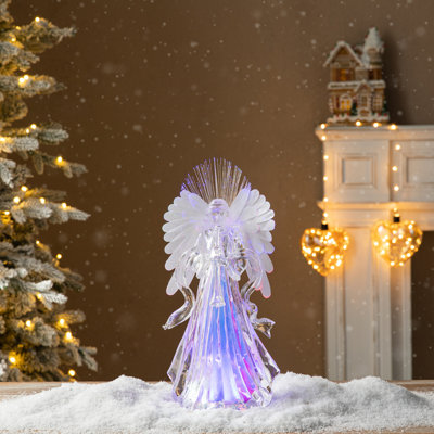 12"H Acrylic Color Changing Lighted Tabletop Angel Figurine