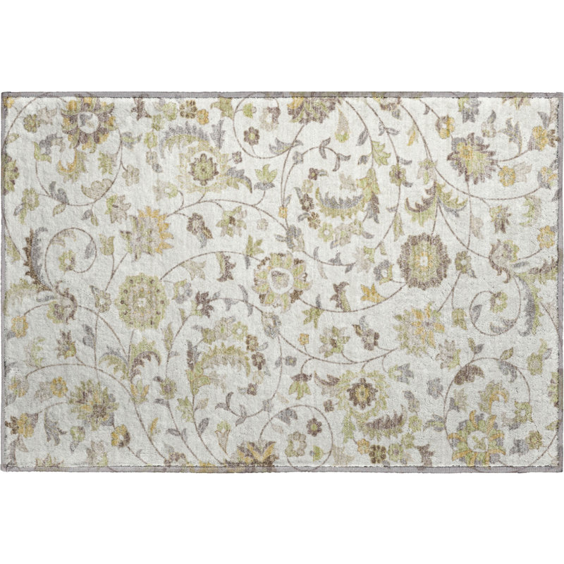 Premium Machine Washable Goulven AMF1006 Floral Rug, Rectangle 1'8" x 2'6"