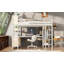 Lit mezzanine en métal avec garde-robe et bureau en L, lit mezzanine avec cubes de rangement et tablettes, lit mezzanine robuste-1392718351