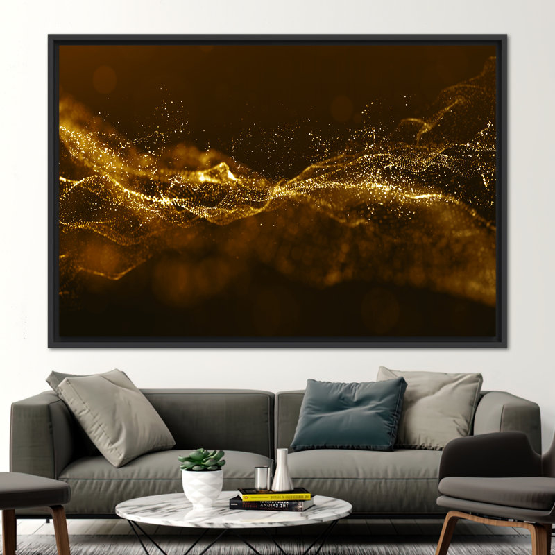 Abstract Shimmer Wall Art - Trendy Canvas Print for Modern Decor, 20 cm H x 30 cm W, Black Floater Framed